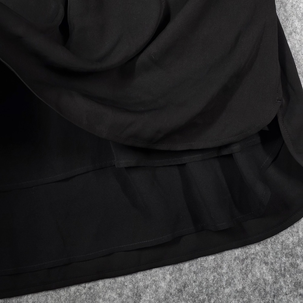 White House‎ Black Market Shift Dress Black Long Sleeve Drawstring LBD sz 4 WHBM - Picture 4 of 9